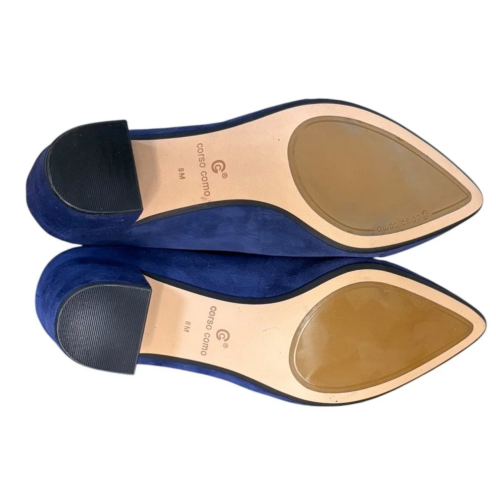 NWOT Corso Como Blue Suede Pumps Block Heel Pointed Toe Women's‎ Size 8M